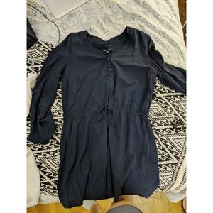 Navy Blue Gap Long Sleeved Shirtdress with Ruching
